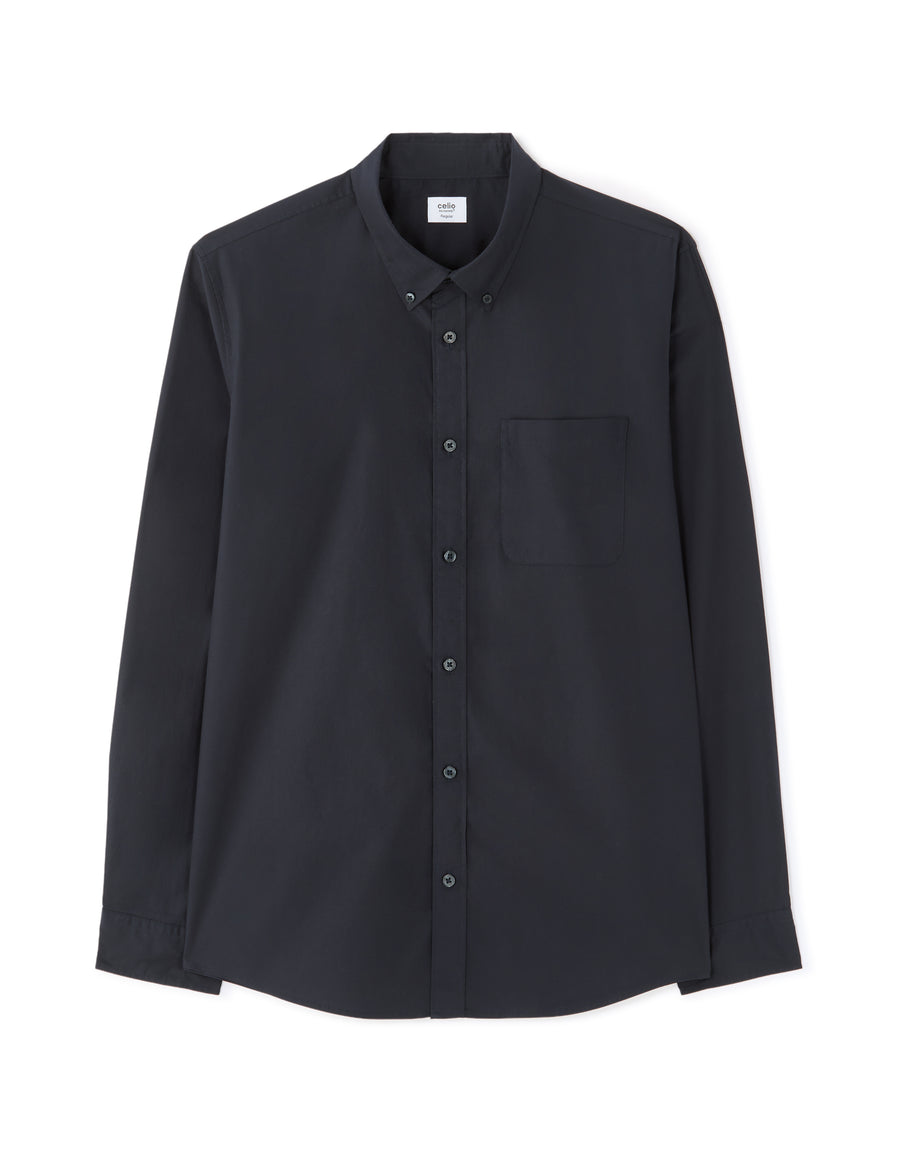 Regular Fit 100% Cotton Spread Collar Shirt - Navy Blue