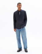 Regular Fit 100% Cotton Spread Collar Shirt - Navy Blue