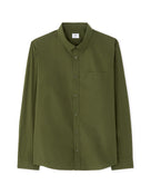 Regular Fit 100% Cotton Spread Collar Shirt - Olive Green