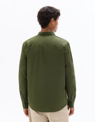 Regular Fit 100% Cotton Spread Collar Shirt - Olive Green