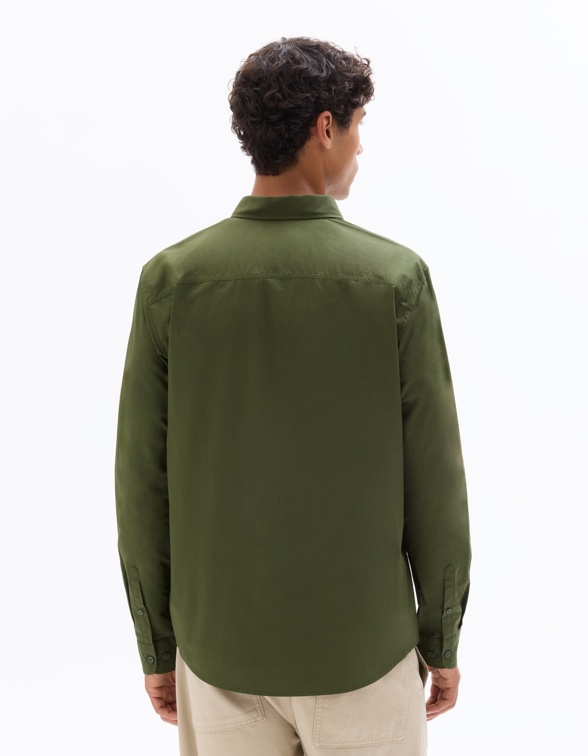 Regular Fit 100% Cotton Spread Collar Shirt - Olive Green