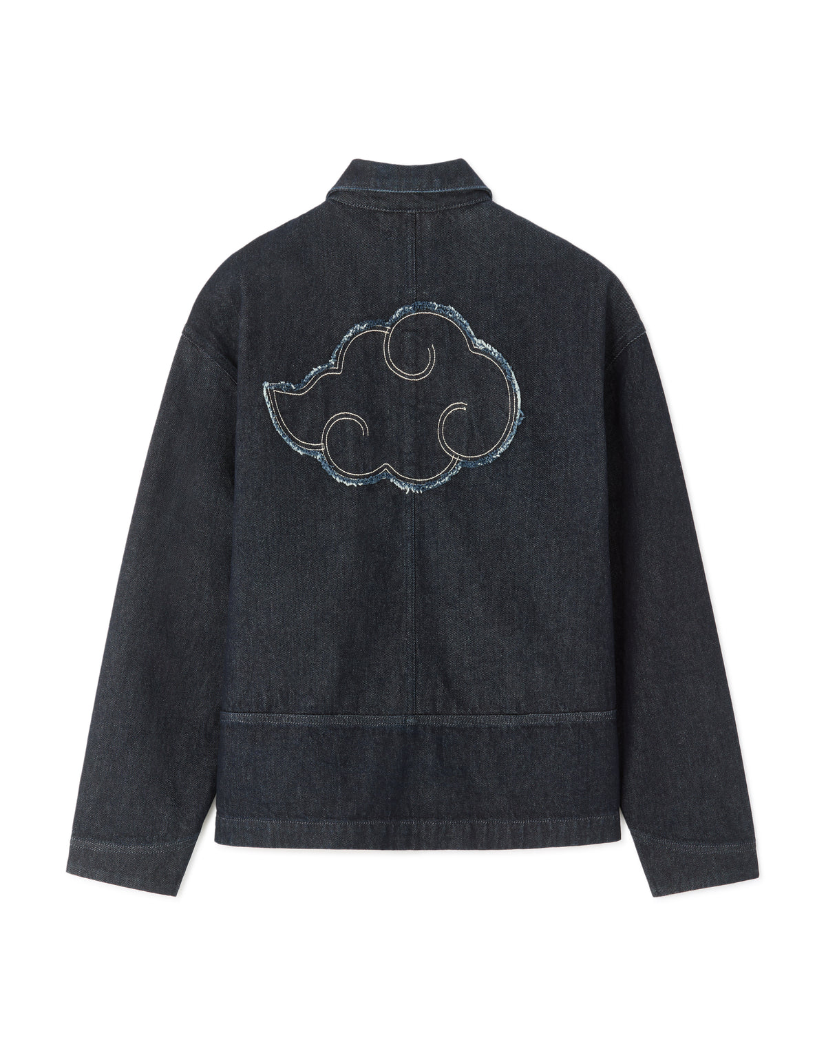 Naruto Shippuden Oversized Fit 100% Cotton Printed Spread Collar Denim Jacket - Navy Blue