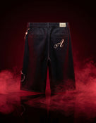 Naruto Shippuden Loose Fit 100% Cotton Embroidered & Appliquéd Denim Bermuda Shorts – Navy