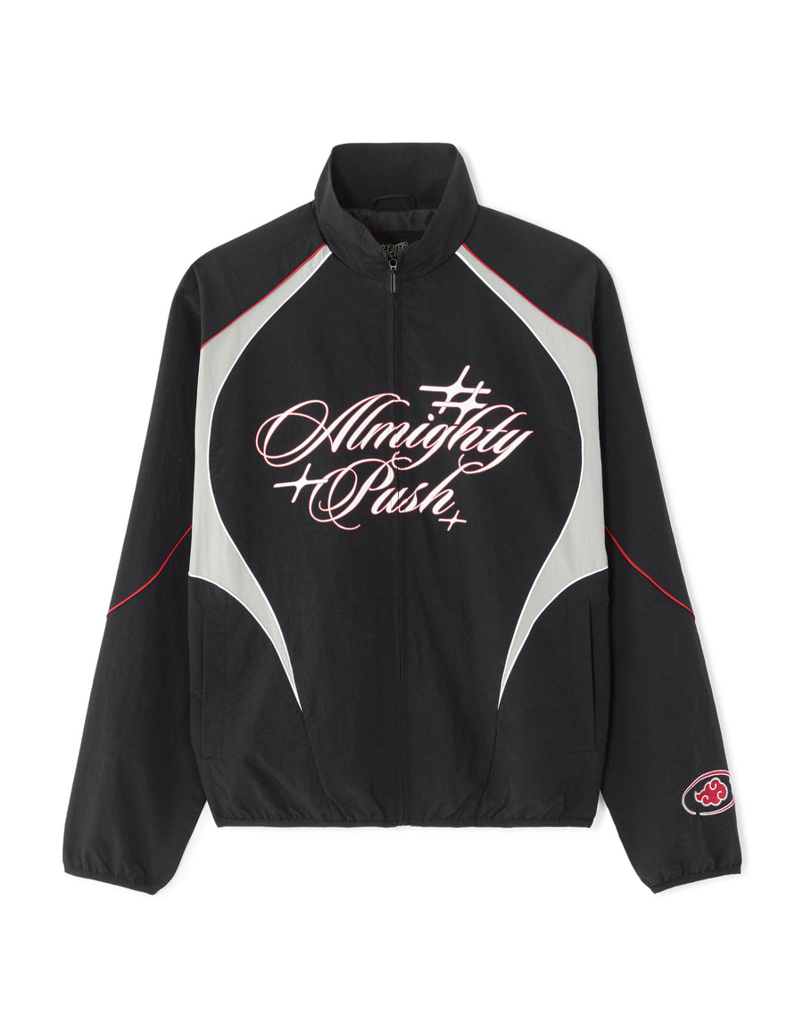 Naruto Shippuden Oversized Fit Printed Spread Collar Jacket - Black