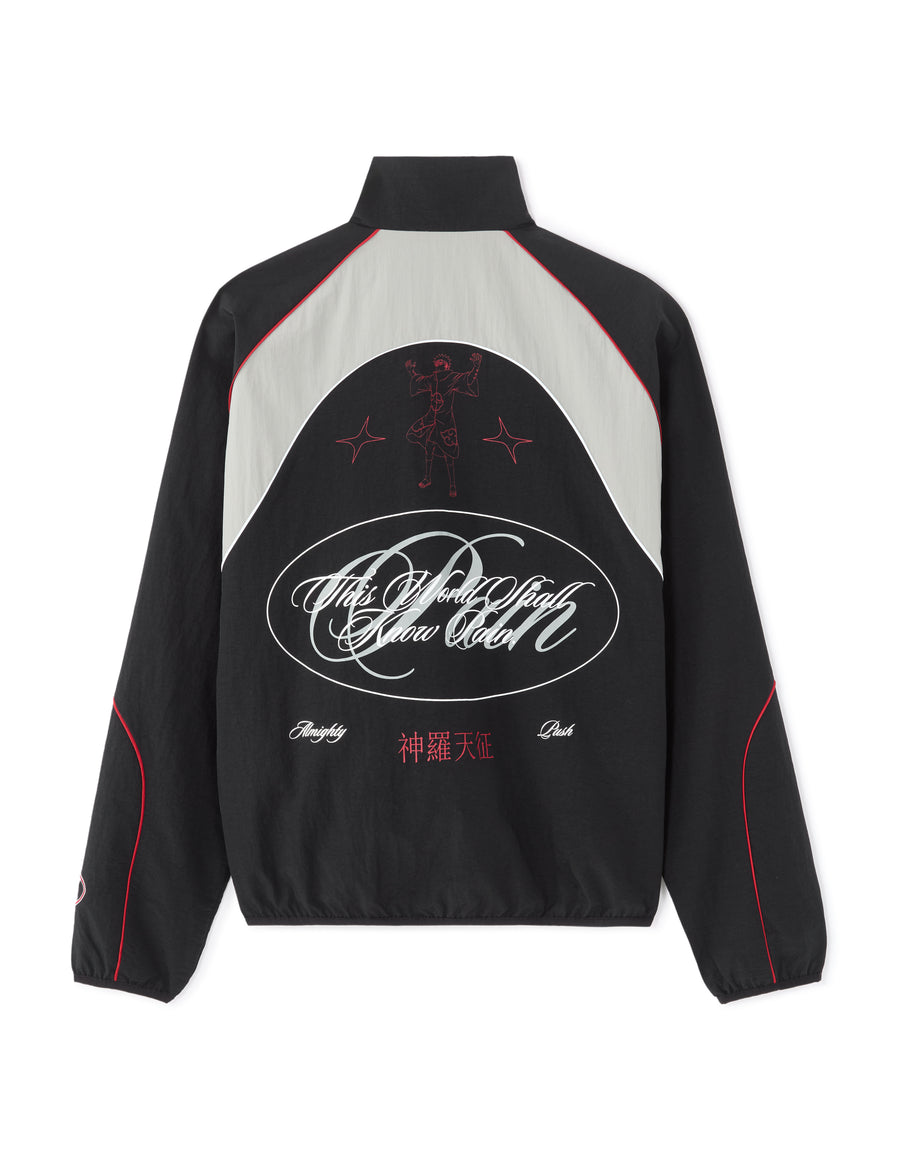 Naruto Shippuden Oversized Fit Printed Spread Collar Jacket - Black