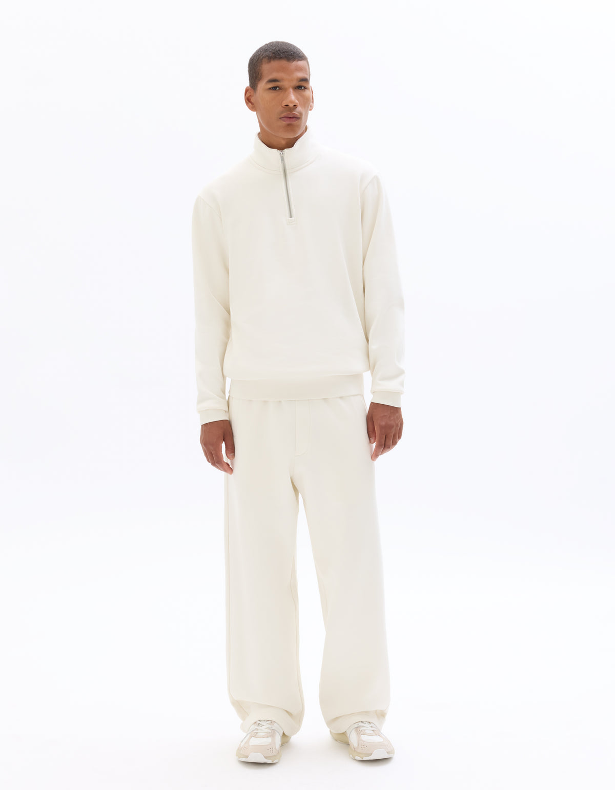 Regular Fit Poly-Cotton Solid High Neck Sweatshirts