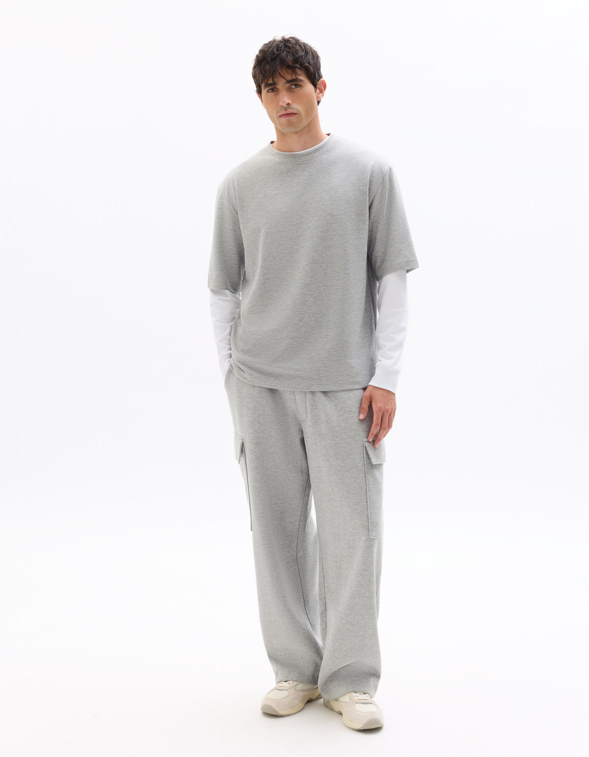 Loose cargo Fit Cotton Blend Casual Jogging Pant - Grey