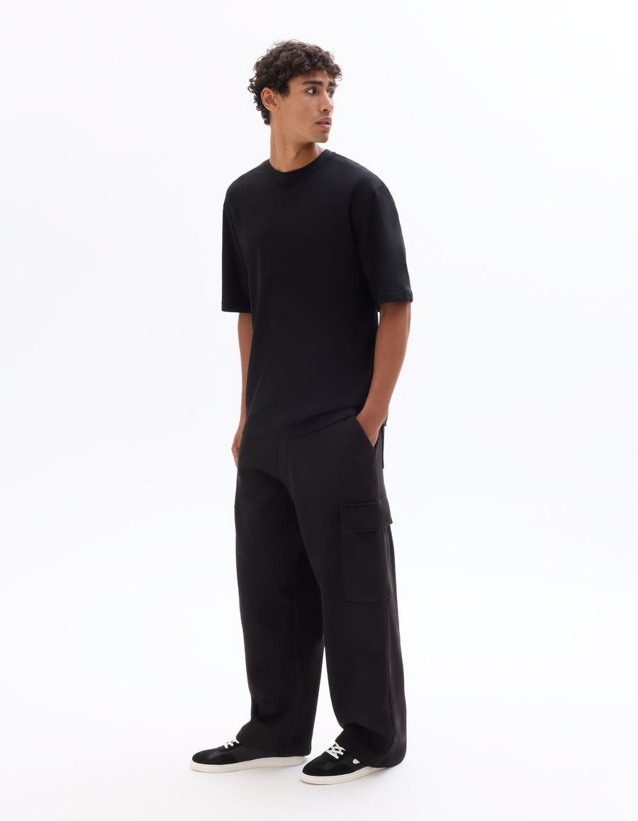 Loose cargo Fit Cotton Blend Casual Jogging Pant - Black