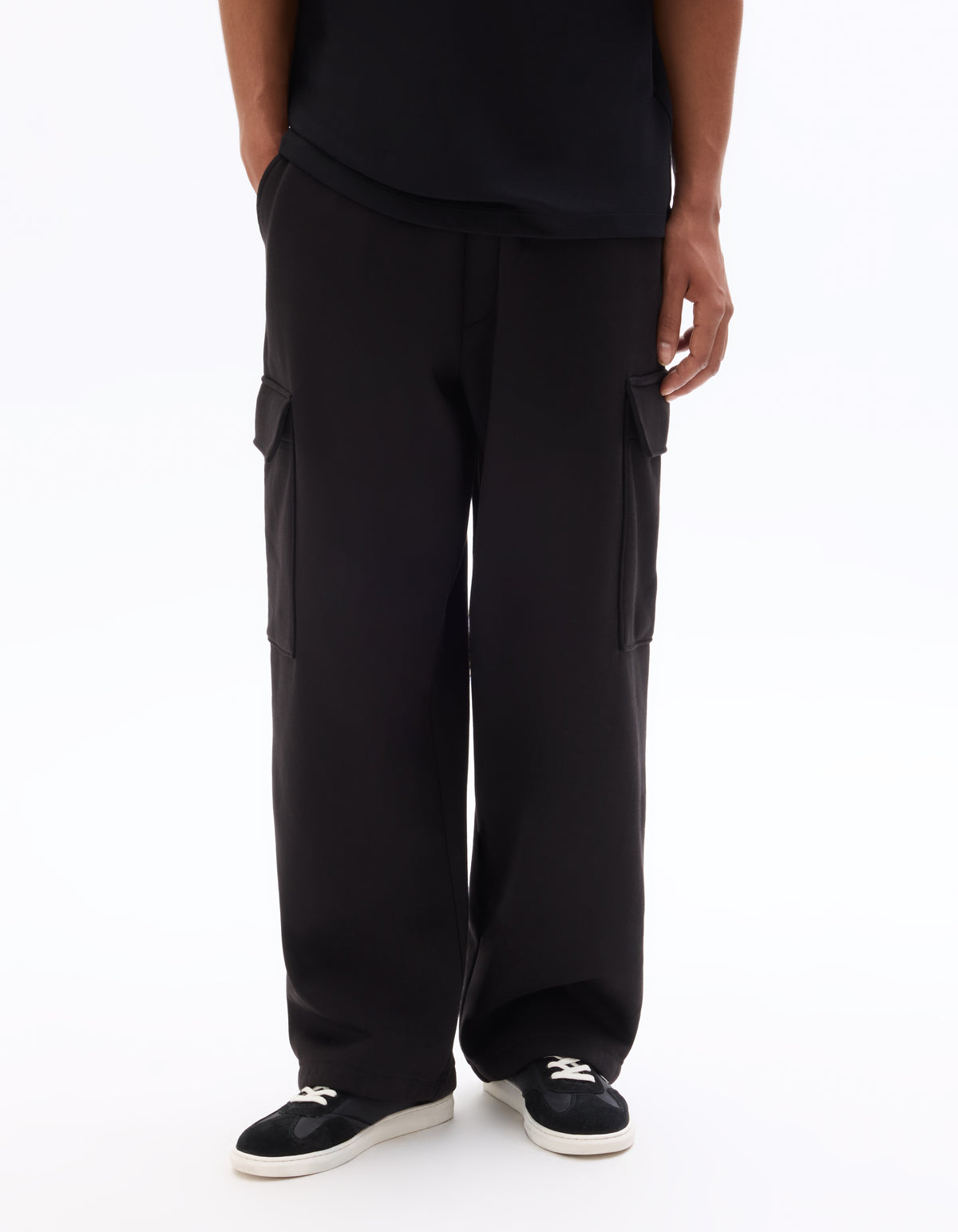 Loose cargo Fit Cotton Blend Casual Jogging Pant - Black