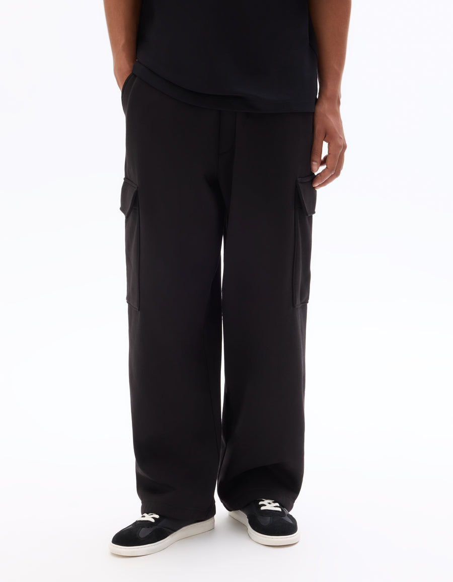 Loose cargo Fit Cotton Blend Casual Jogging Pant - Black