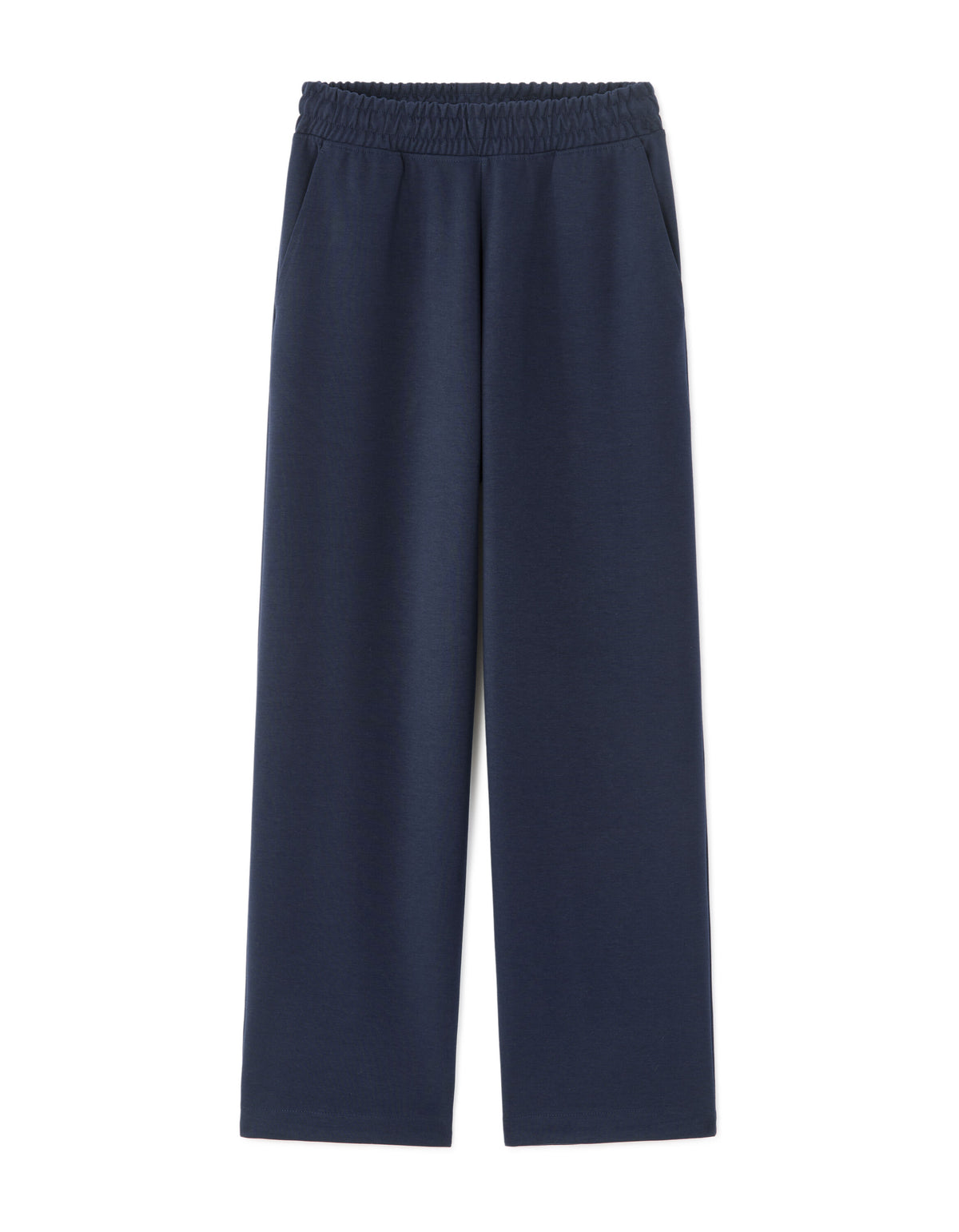 Loose Fit Poly-Cotton Solid Casual interlock knit jogging pants - Navy Blue