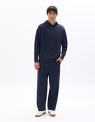 Loose Fit Poly-Cotton Solid Casual interlock knit jogging pants - Navy Blue