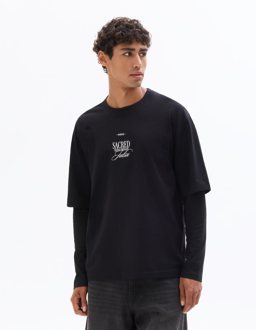 Naruto Shippude Oversized Fit 100% Cotton Printed Crew Neck T-Shirt - Black