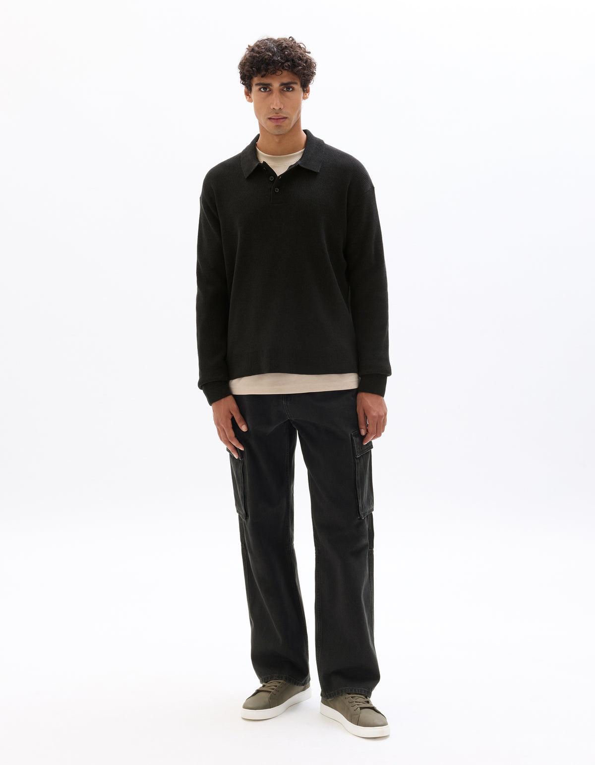 Loose Fit 100% Cotton Solid Jeans - Black