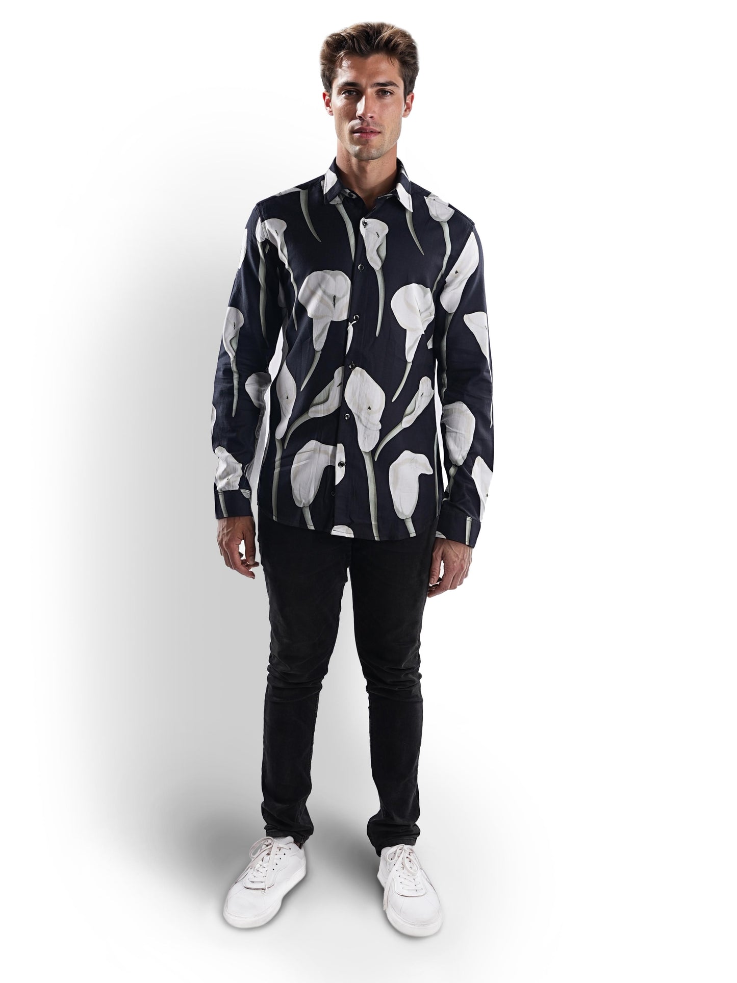 Celio* Printed Regular Fit Cotton Black Shirt