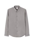 Slim Fit Cotton Blend Spread Collar Shirt - Grey