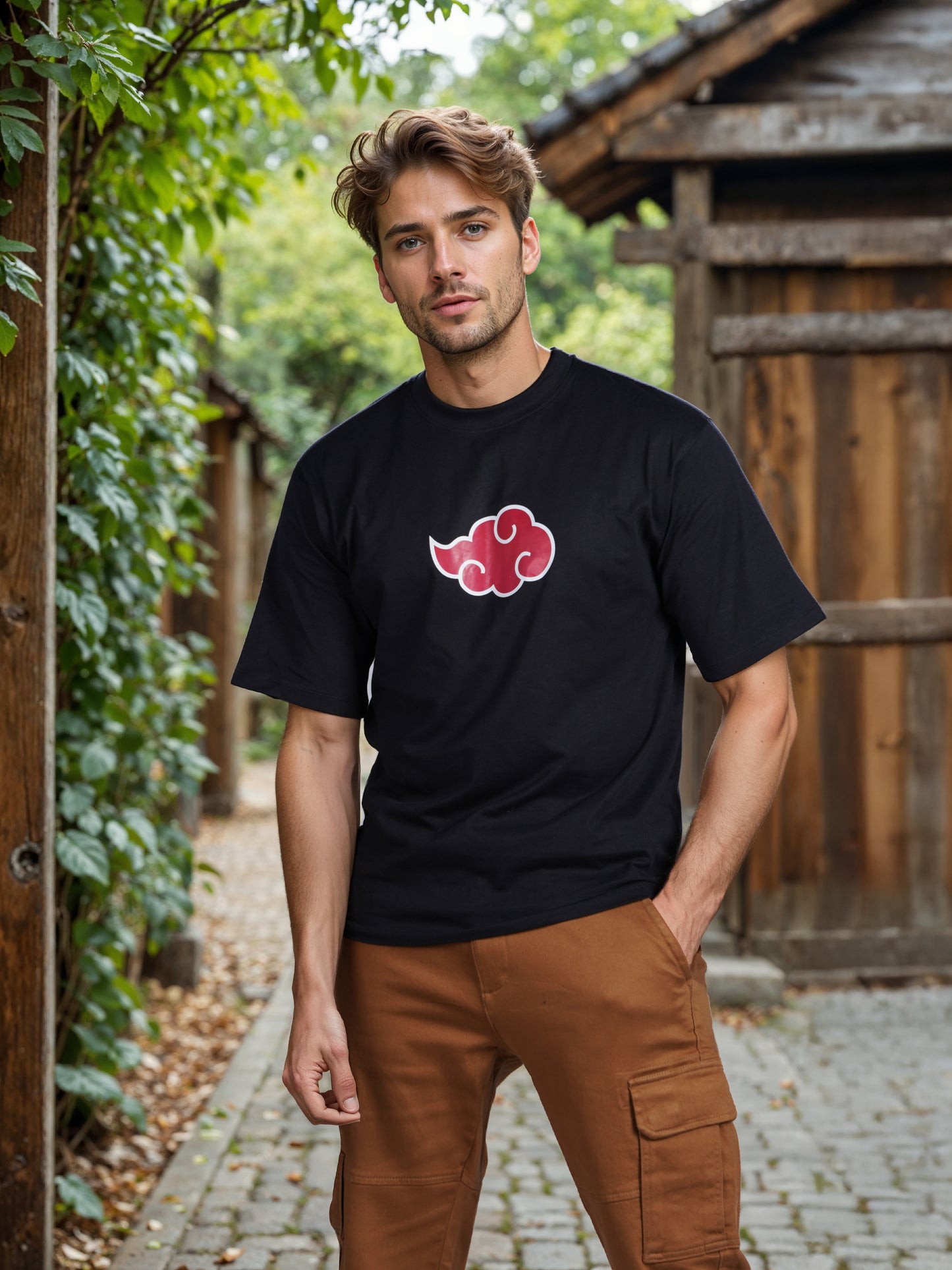 Celio* Naruto Regular Fit Cotton Black T-Shirt