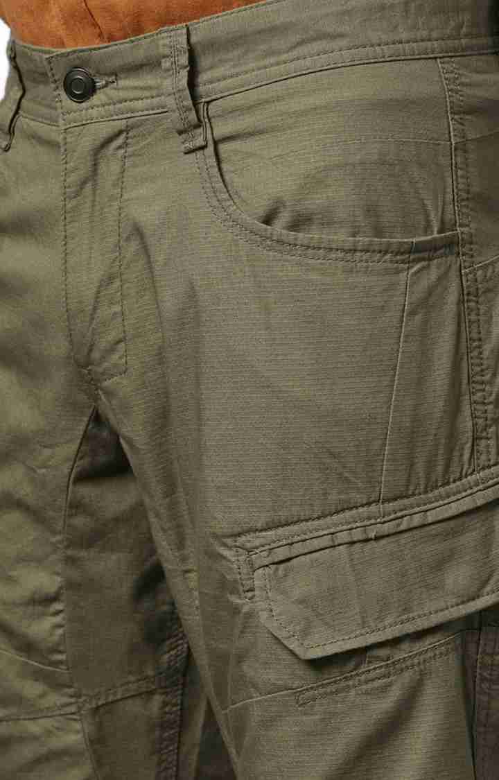 Celio* Cotton Regular Fit Olive Shorts