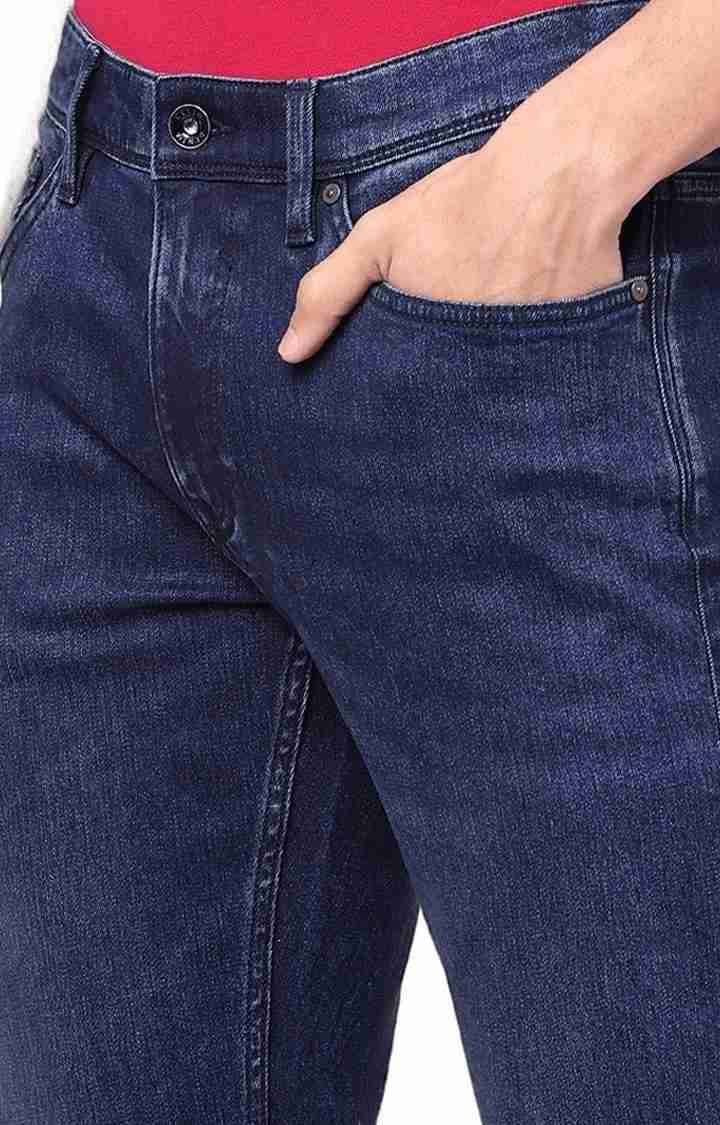 Celio* Cotton-Blend Straight Slim Fit Blue Jean