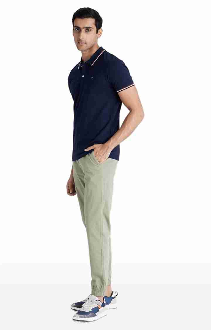 Celio* Cotton-Blend Regular Fit Olive Trouser