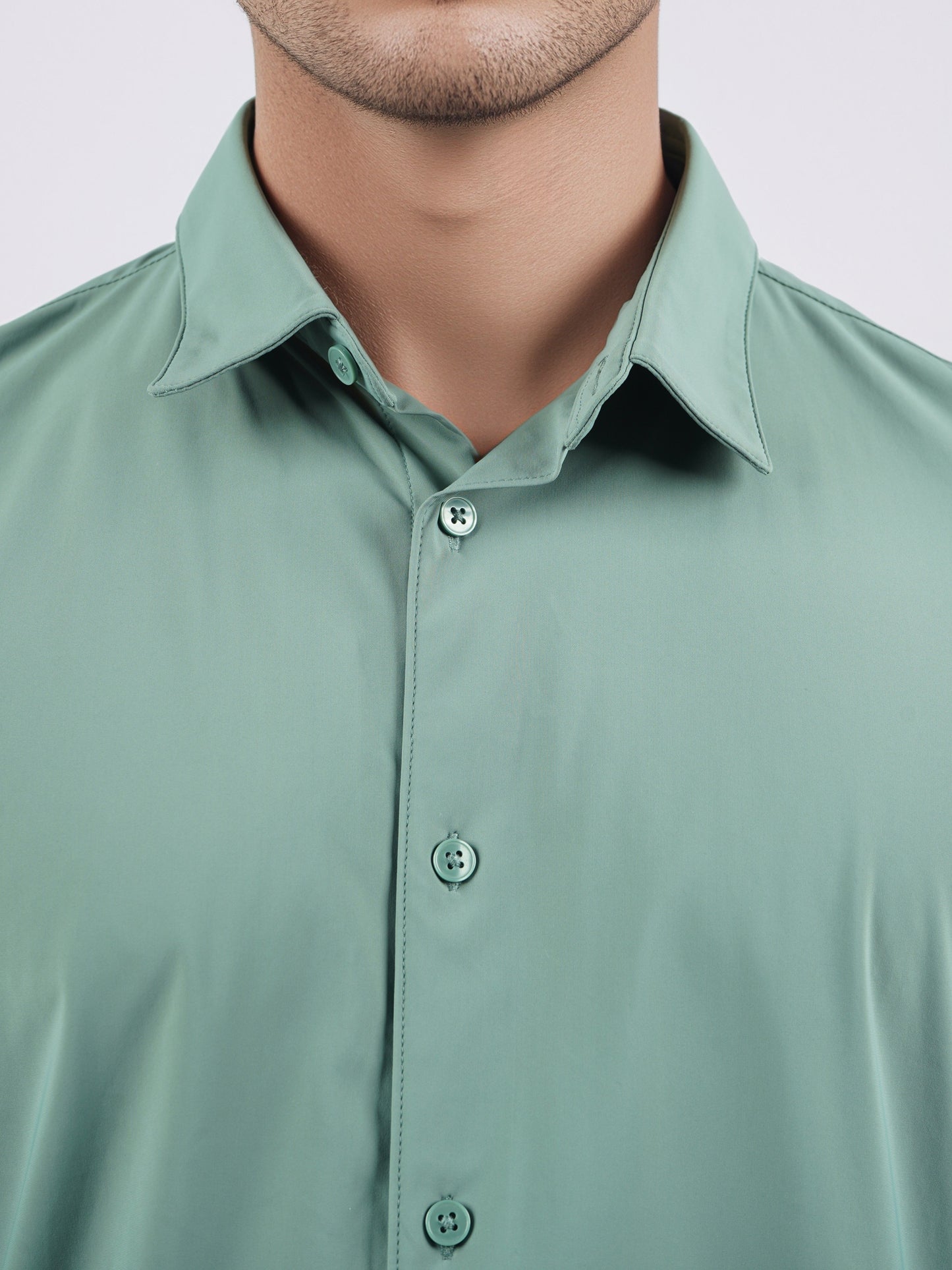 Celio* Men Green Solid Slim Fit Nylon Shirts