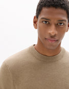 Regular Fit 100% Cotton Crew Neck Sweater - Beige