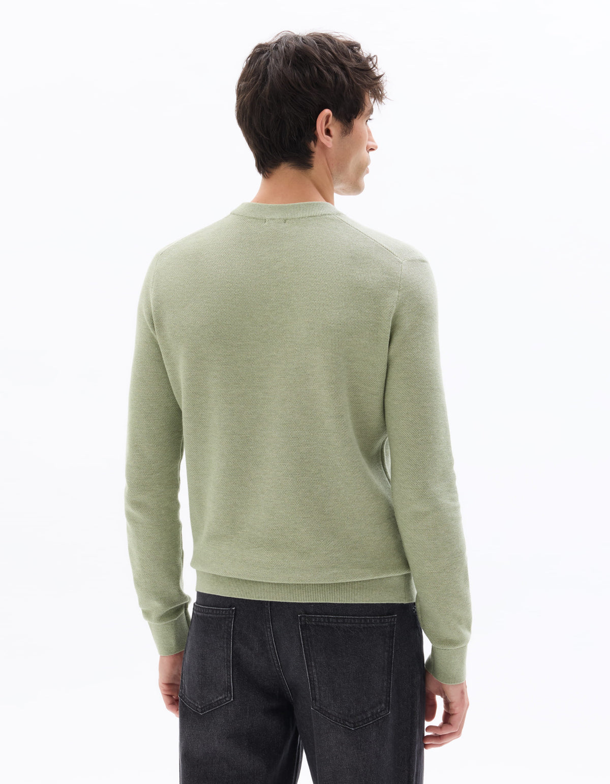 Regular Fit 100% Cotton Crew Neck Sweaters - Green