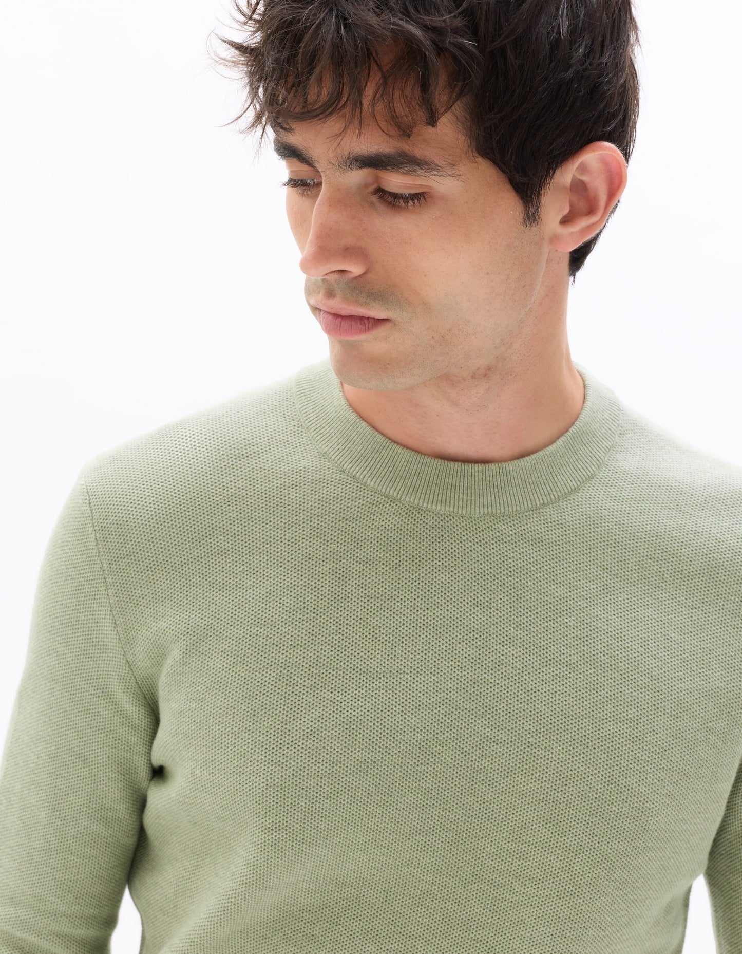 Regular Fit 100% Cotton Crew Neck Sweaters - Green