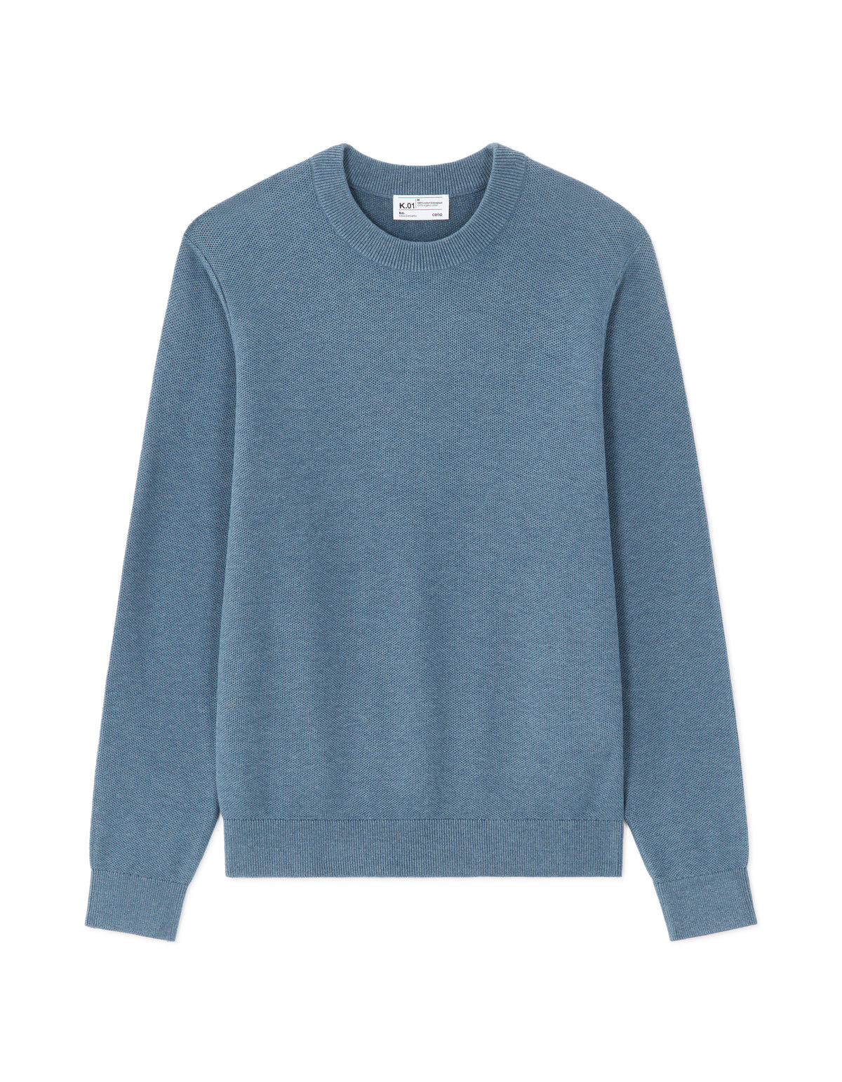 Regular Fit 100% Cotton Round Neck Sweater - Blue