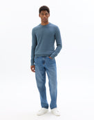 Regular Fit 100% Cotton Round Neck Sweater - Blue