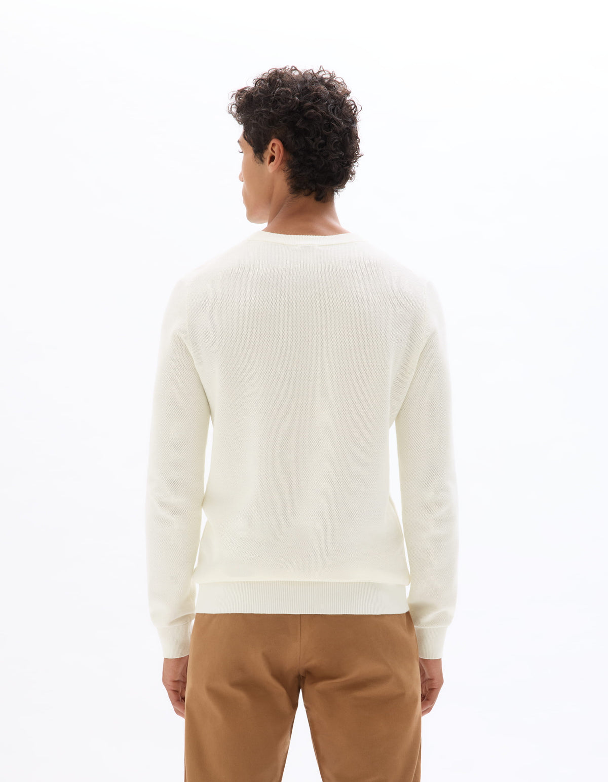 Regular Fit 100% Cotton Crew Neck Sweaters - Off White