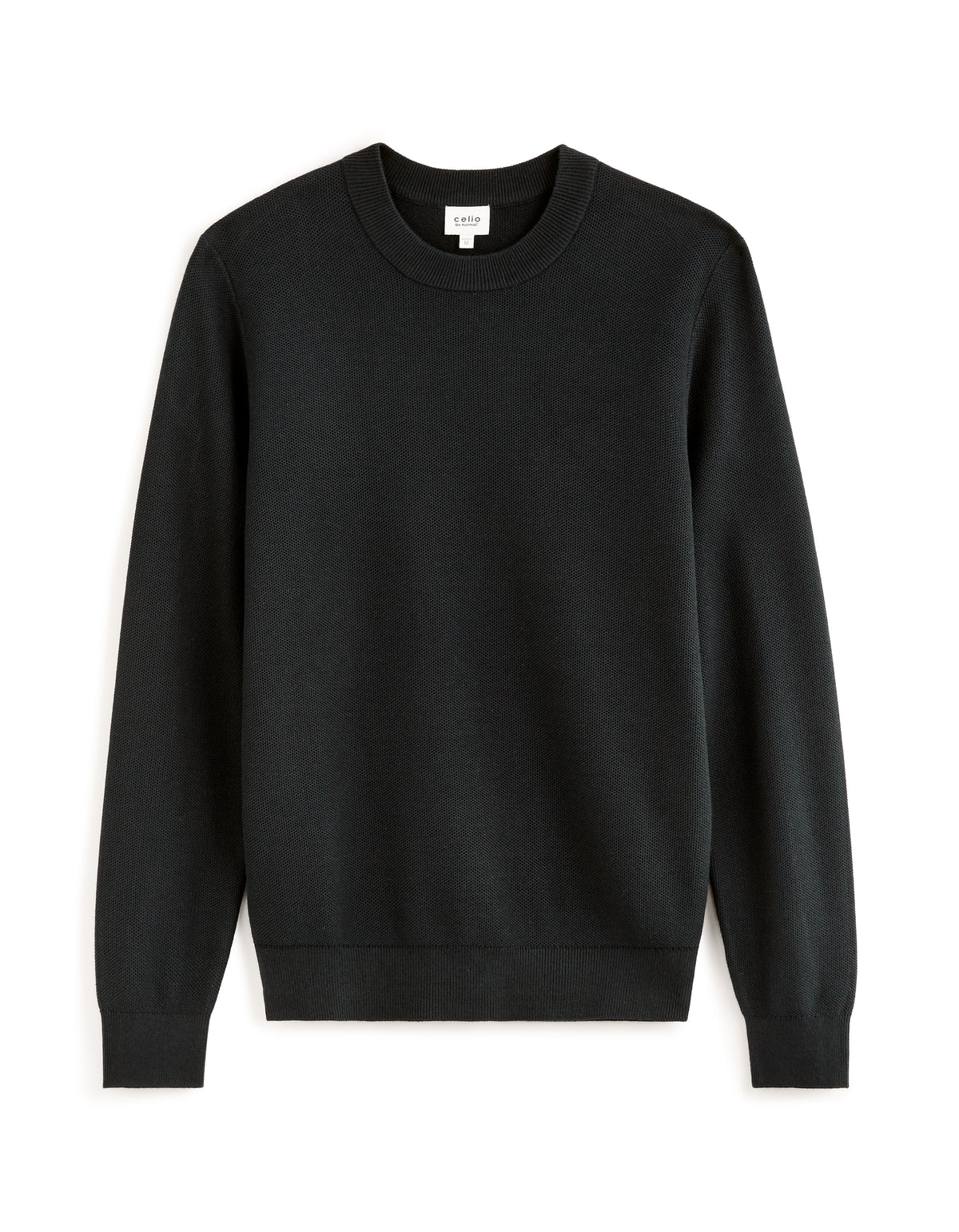 Regular Fit 100% Cotton Crew Neck Sweaters - Black