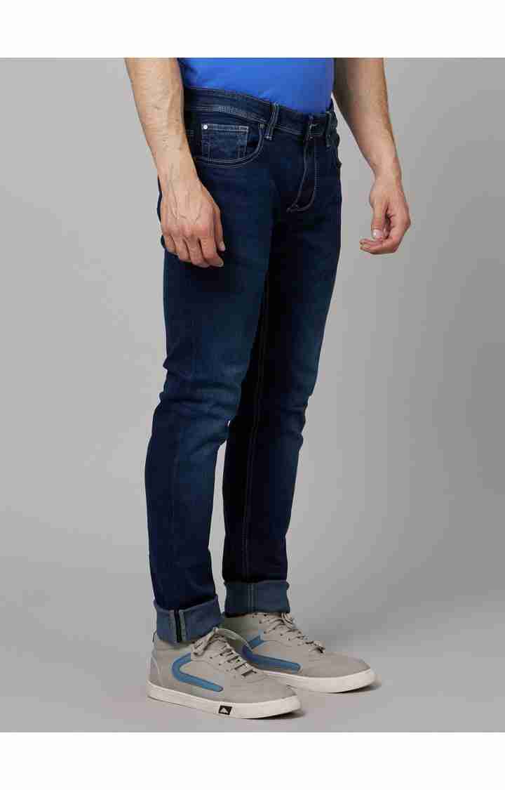 Celio* Cotton-Blend Slim Fit Navy Blue Jean