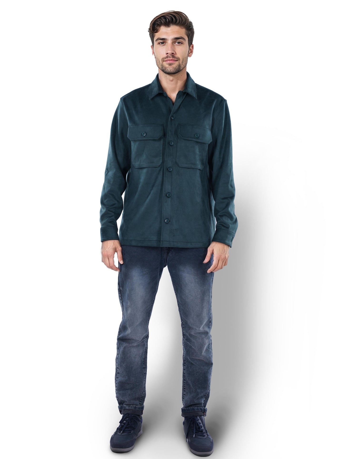 Celio* Solid Oversized Cotton Green Shirt