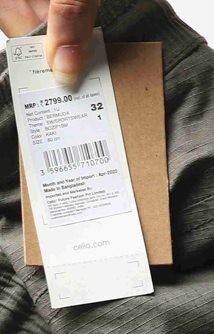 Celio* Cotton Regular Fit Green Shorts