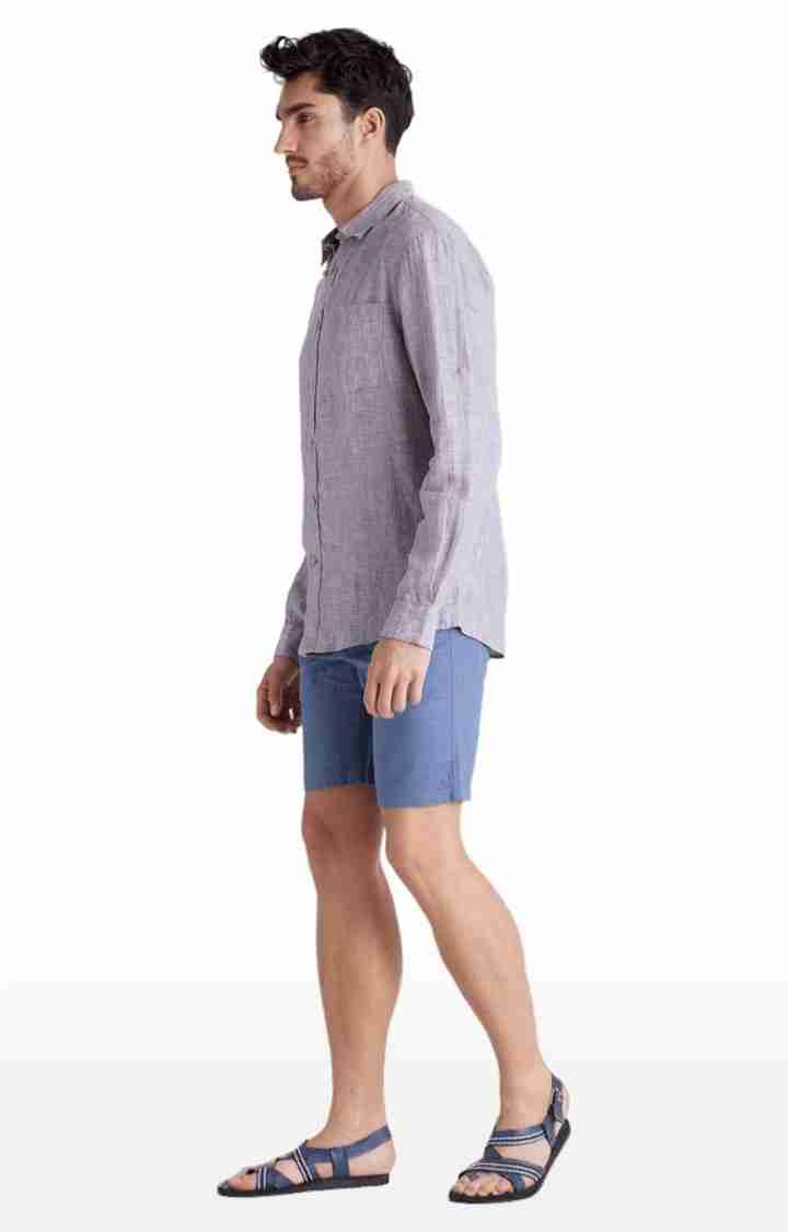 Celio* Cotton Regular Fit Blue Shorts