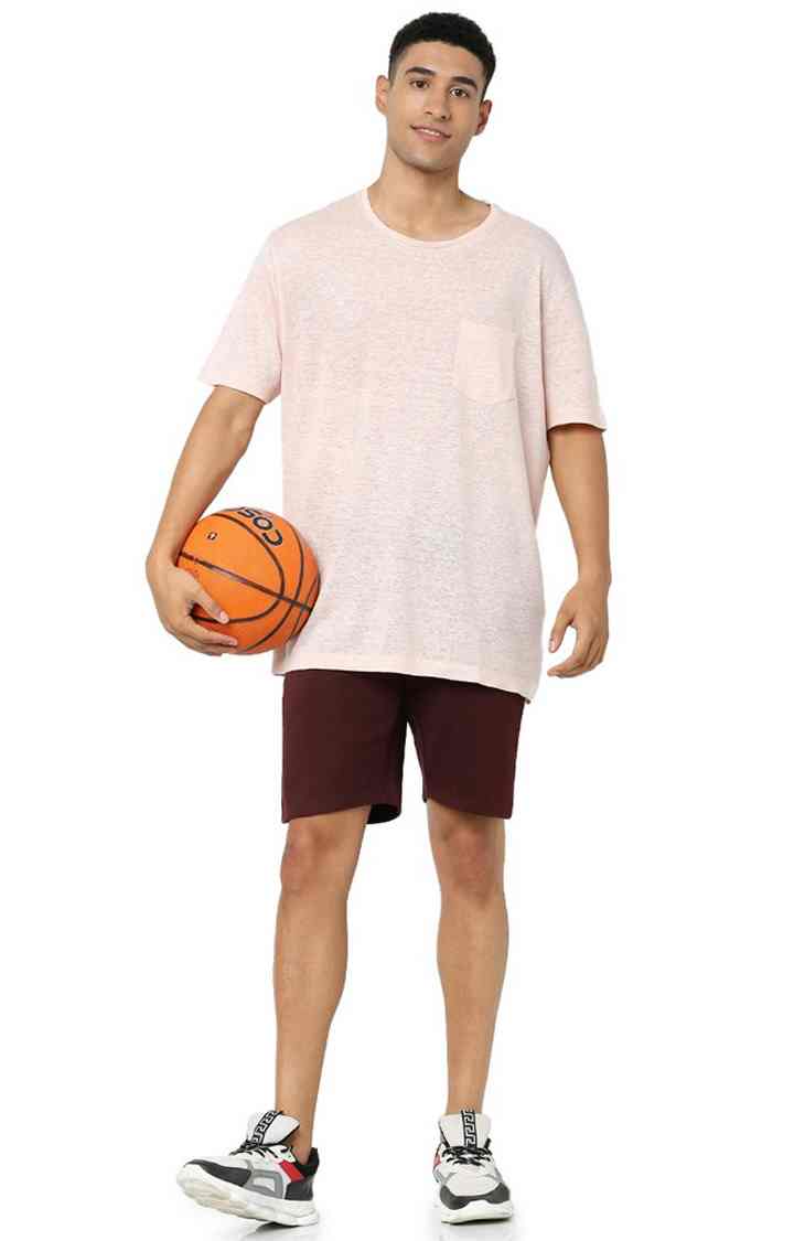 Celio* Cotton Regular Fit Maroon Shorts