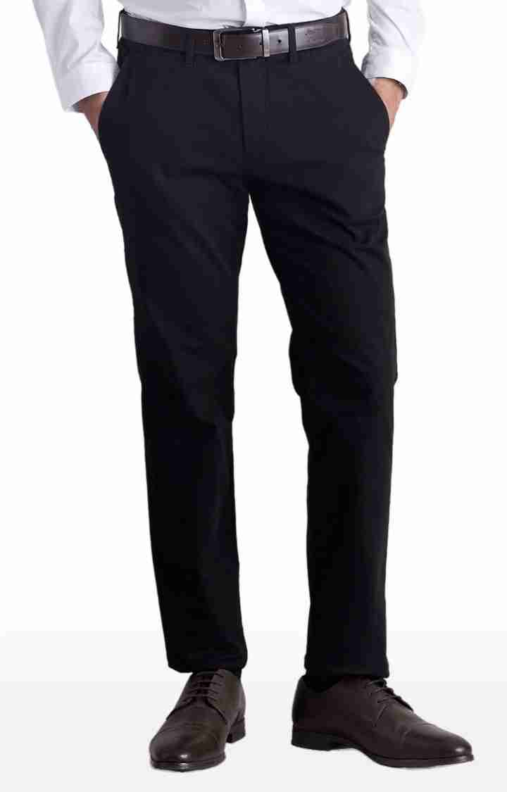 Celio* Cotton-Blend Slim Fit Black Trouser