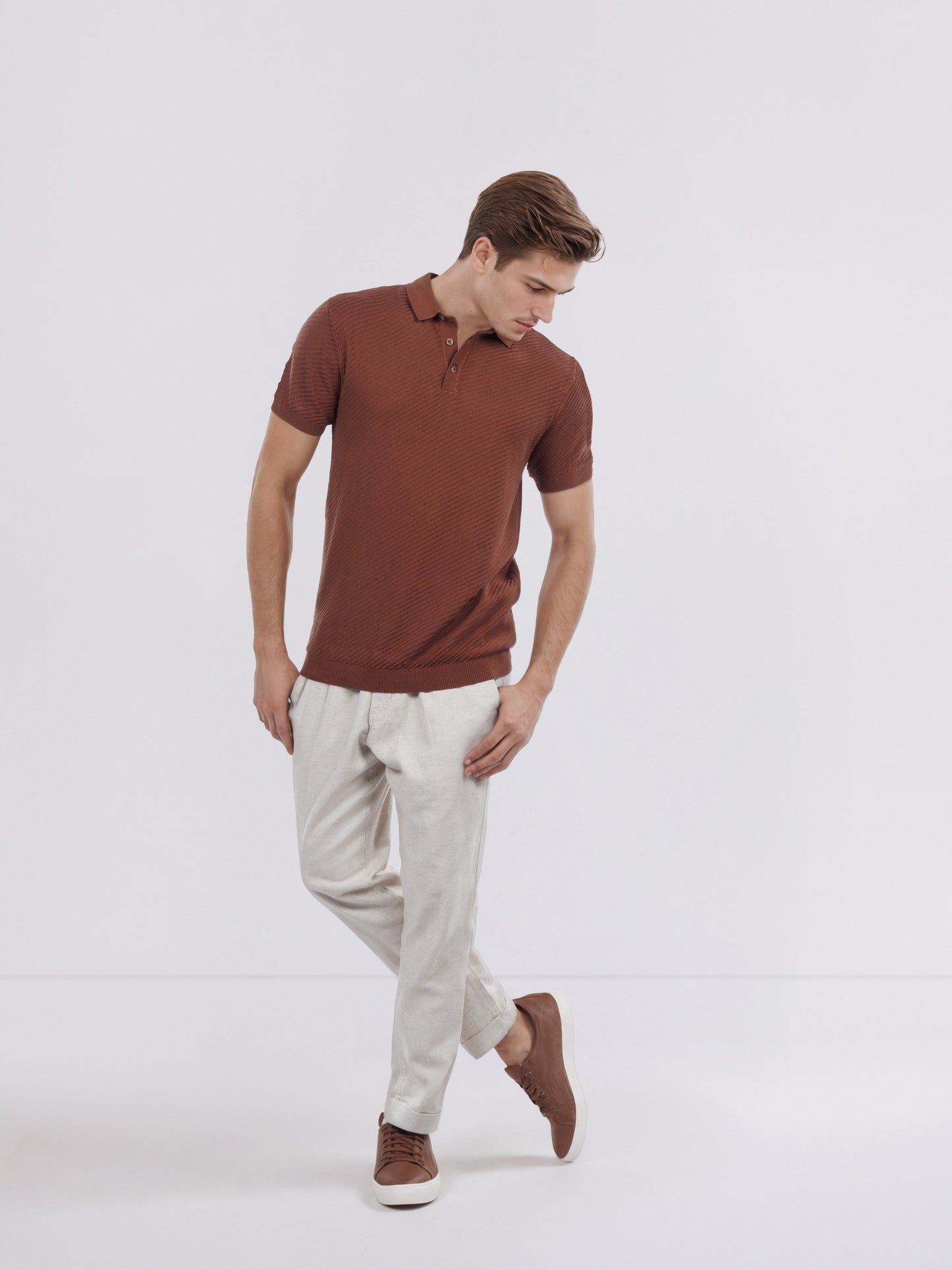 Celio* Men Brown Solid Regular Fit Cotton T-Shirt