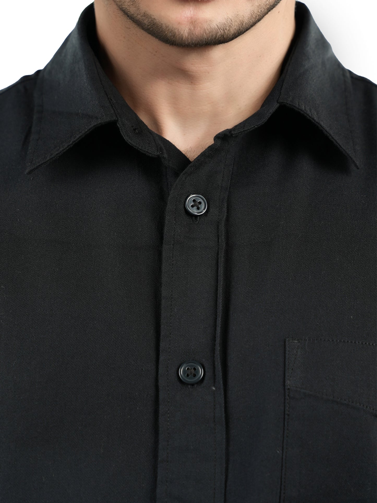 Celio* Solid Regular Fit Cotton Black Shirt