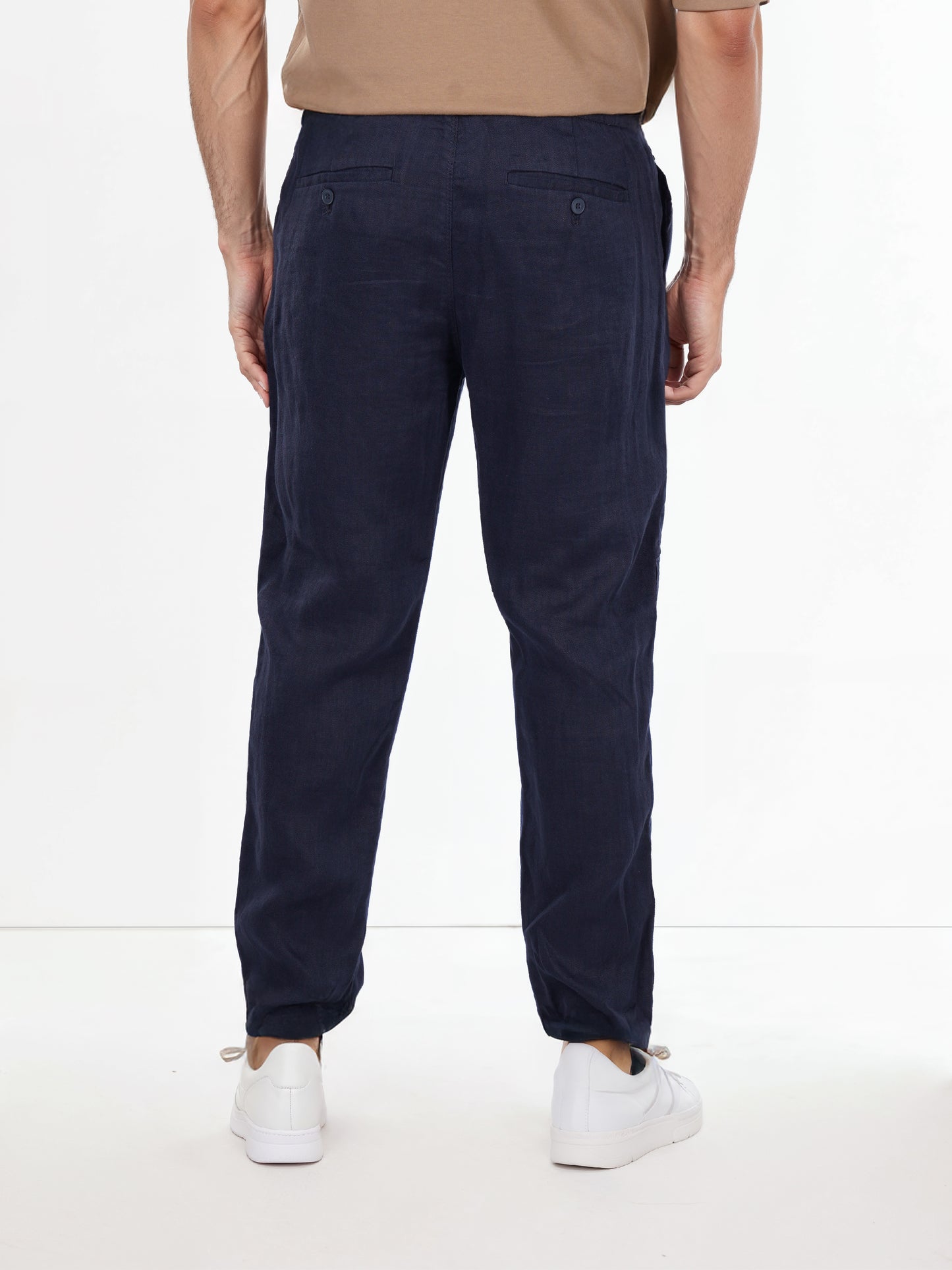 Celio* Linen Regular Fit Navy Blue Trouser