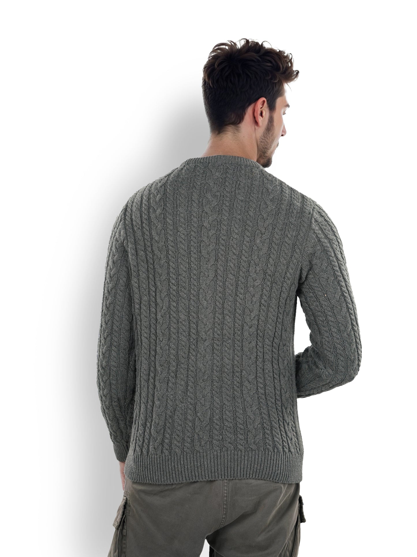 Celio* Solid Regular Fit Cotton Grey Sweater