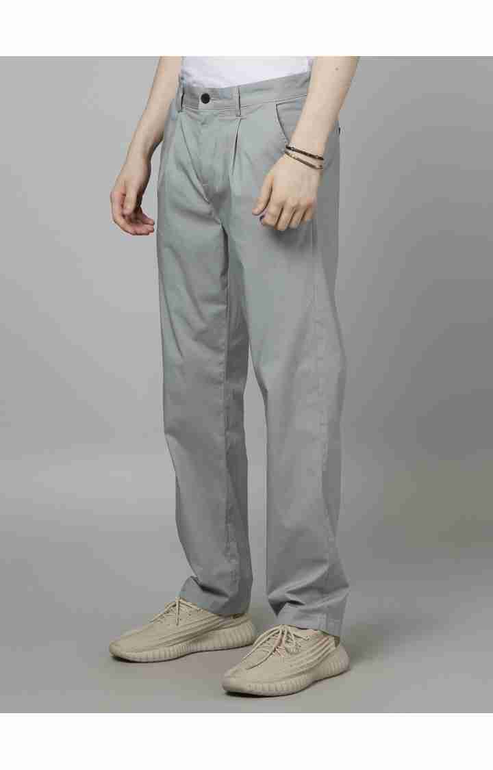 Celio* Cotton-Blend Relaxed Fit Grey Trouser