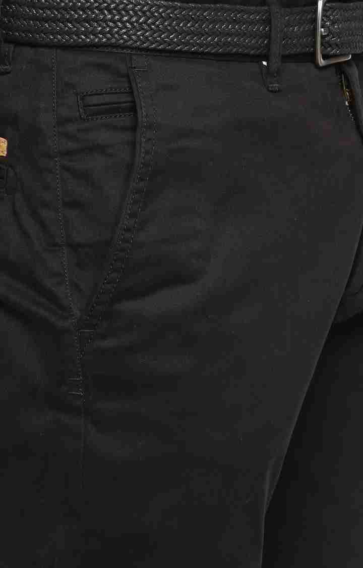Celio* Cotton Regular Fit Black Trouser