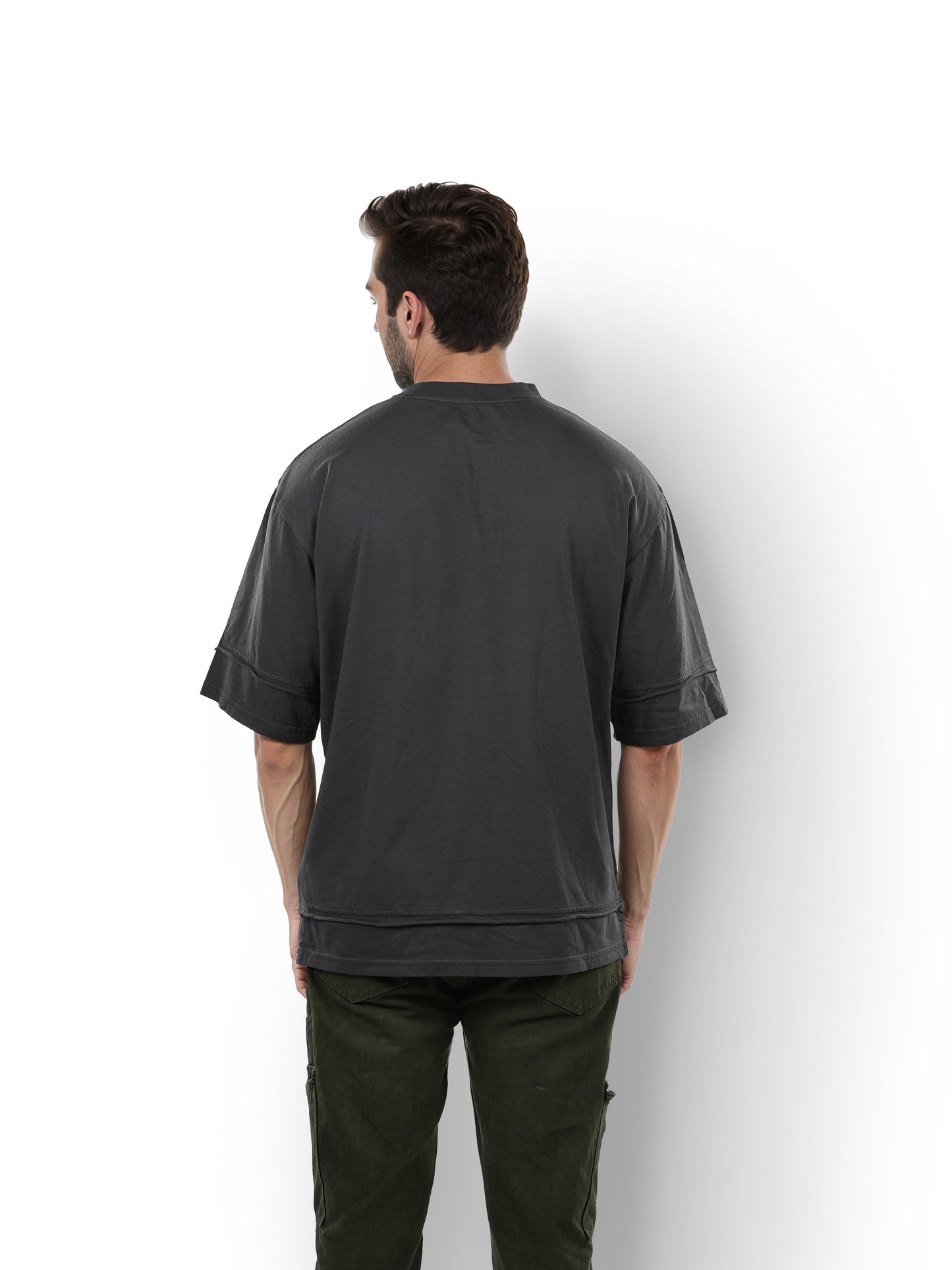Celio* Solid Oversized Cotton Black T-Shirt