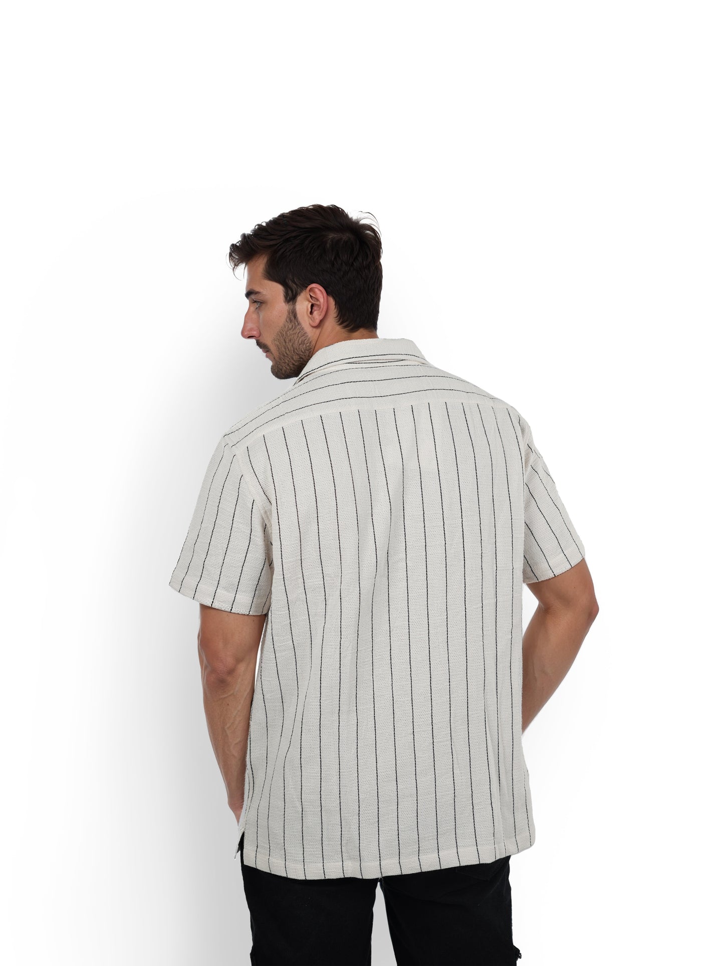 Celio* Striped Regular Fit Cotton Beige Shirt