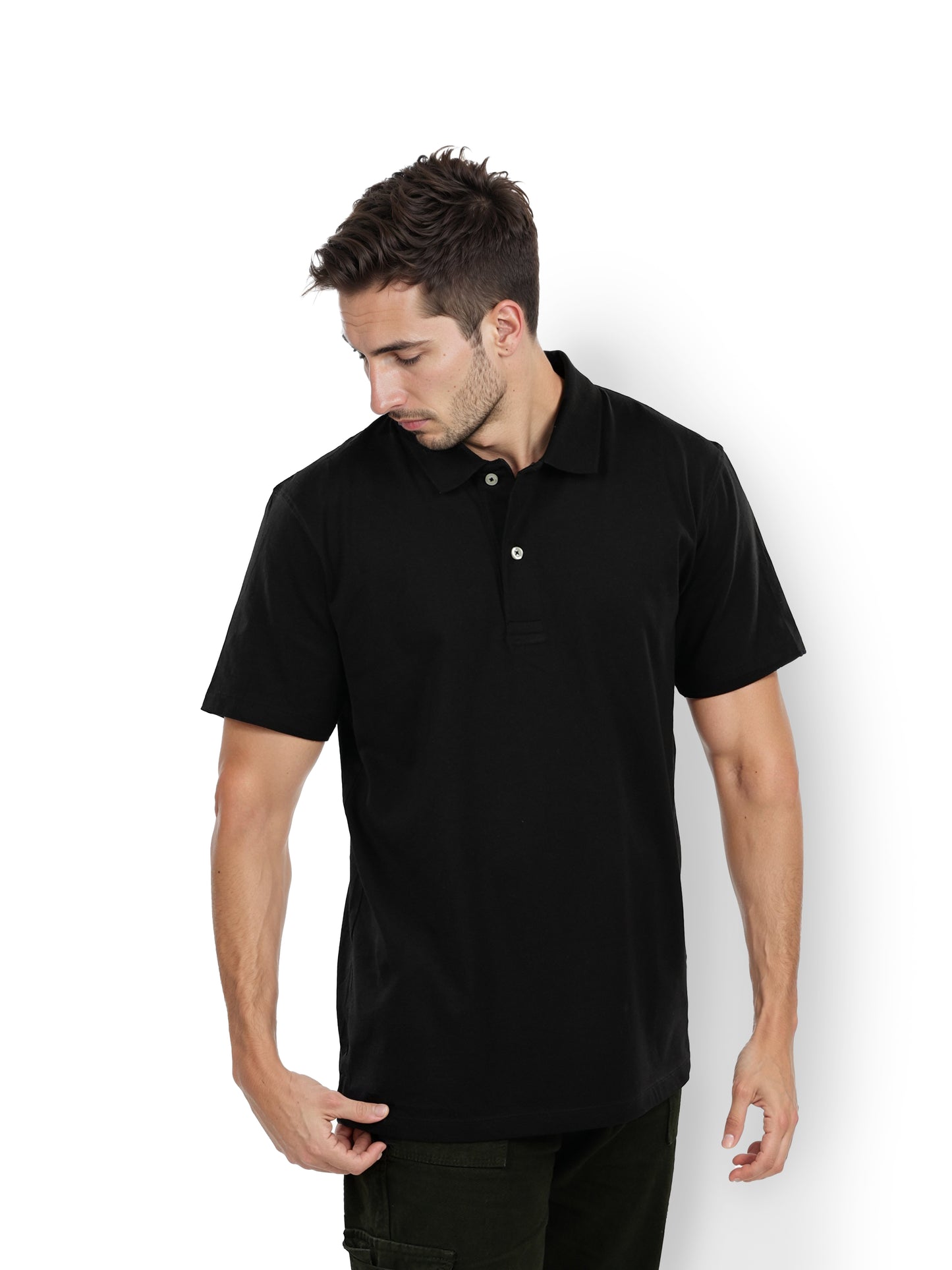 Celio* Solid Regular Fit Cotton Black T-Shirt
