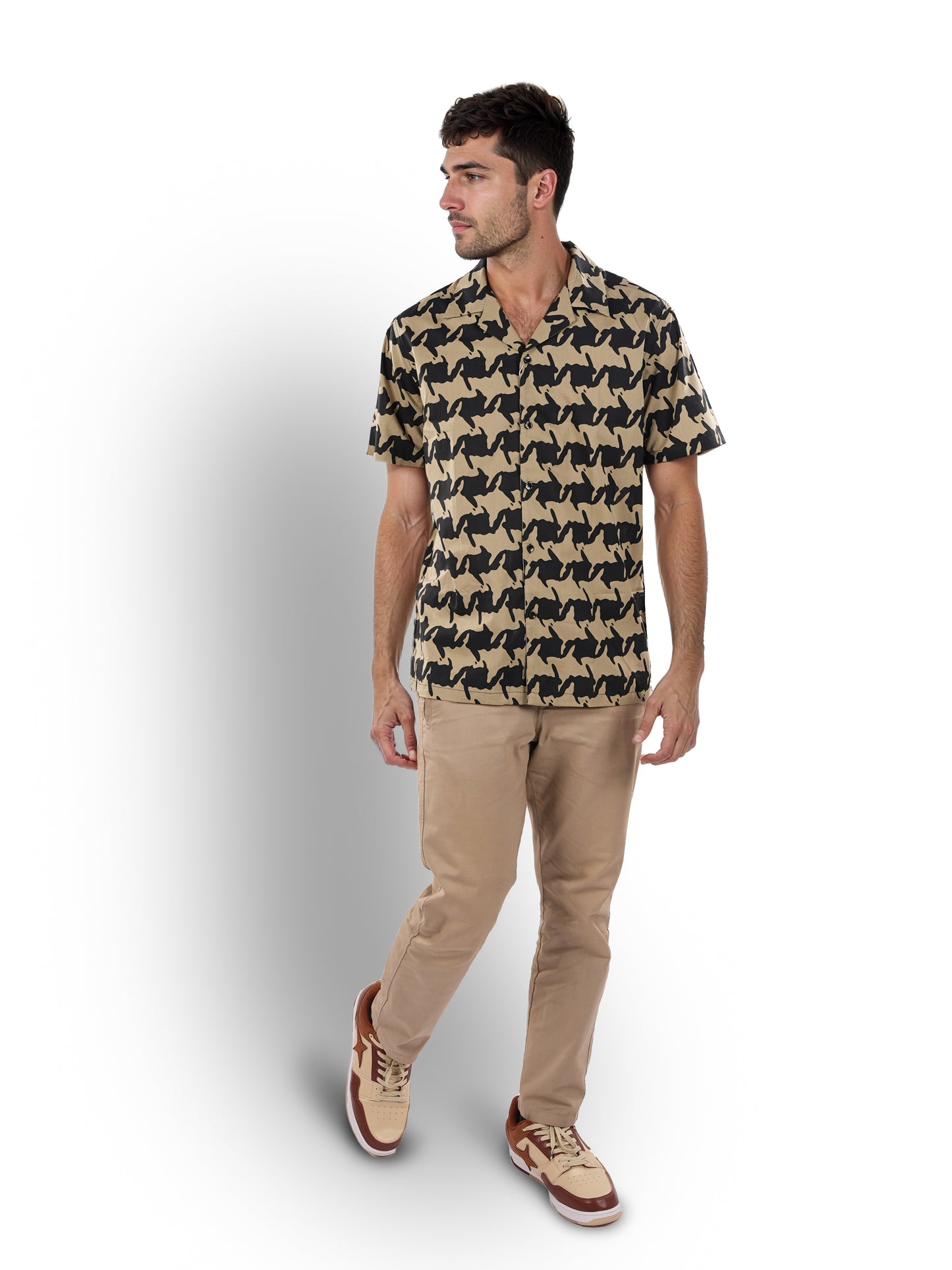 Celio* Printed Regular Fit Cotton Black Shirt