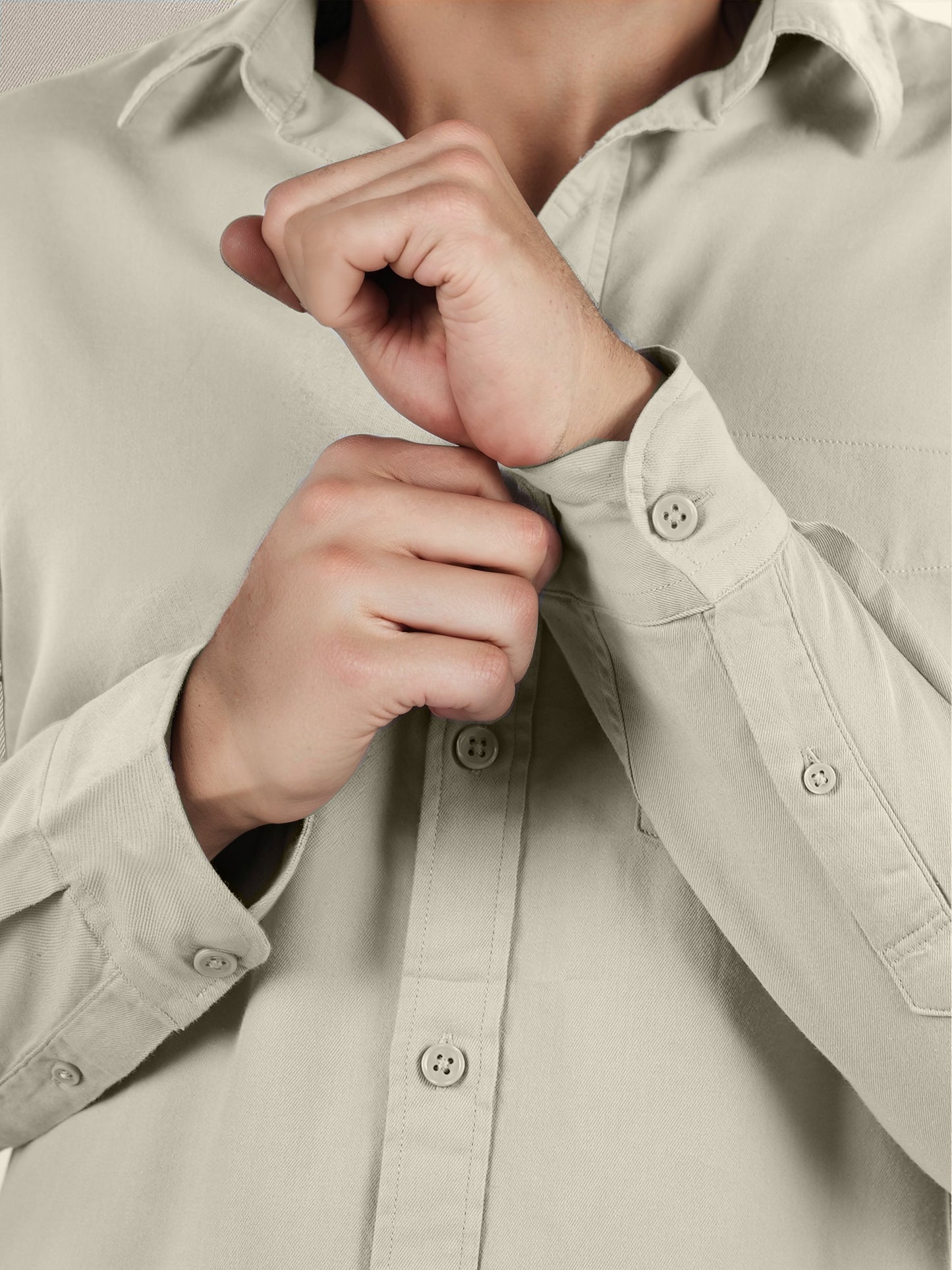 Celio* Solid Regular Fit Cotton Beige Shirt