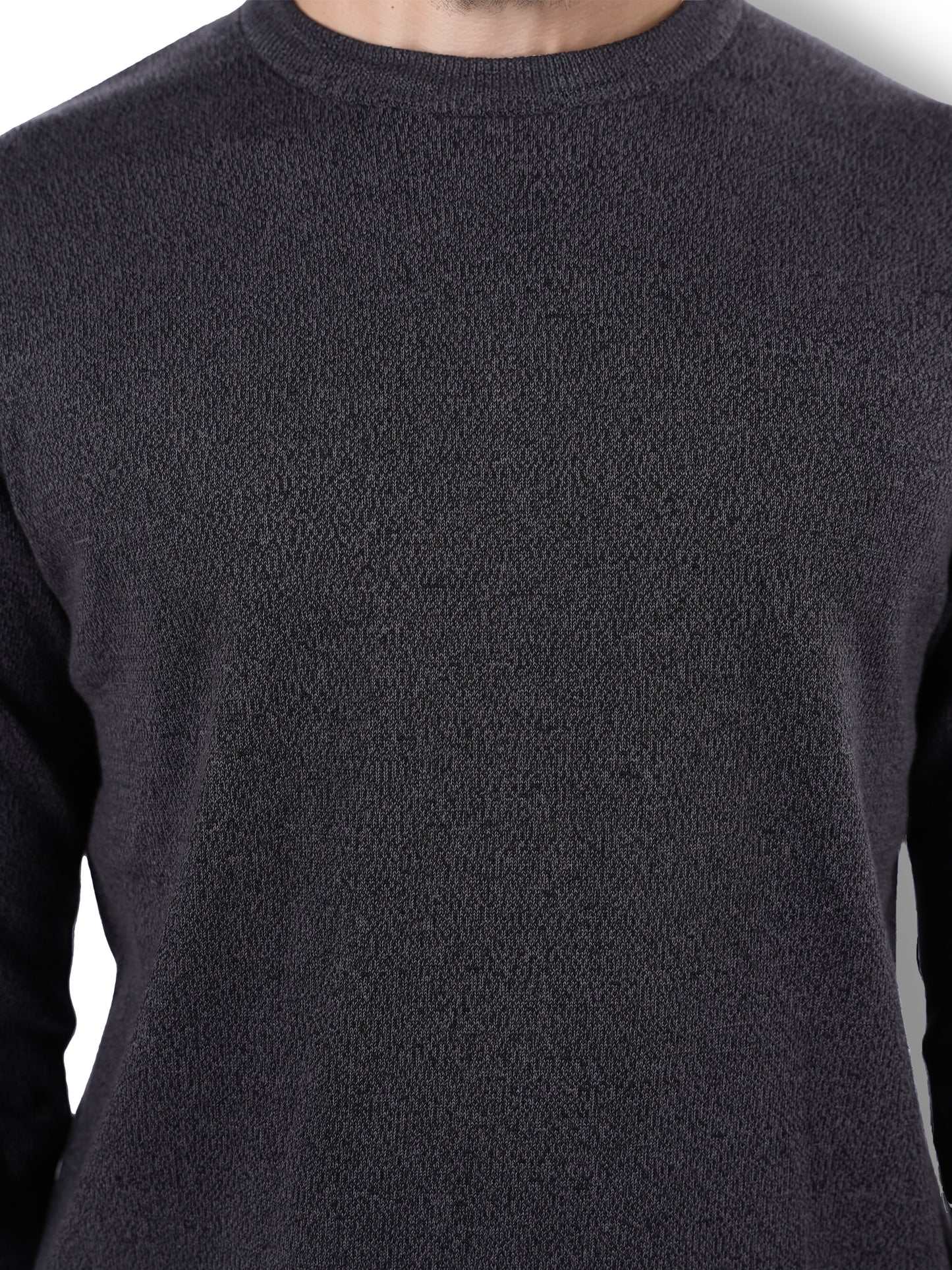 Celio* Solid Regular Fit Cotton Black Sweater